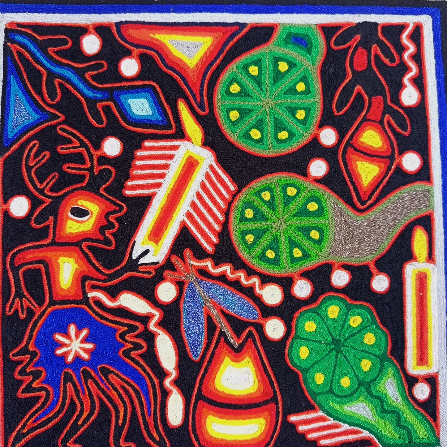 Mexican Folk Art Huichol Yarn Painting by Cooperativa Zitacua PP9543 Oaxaca
