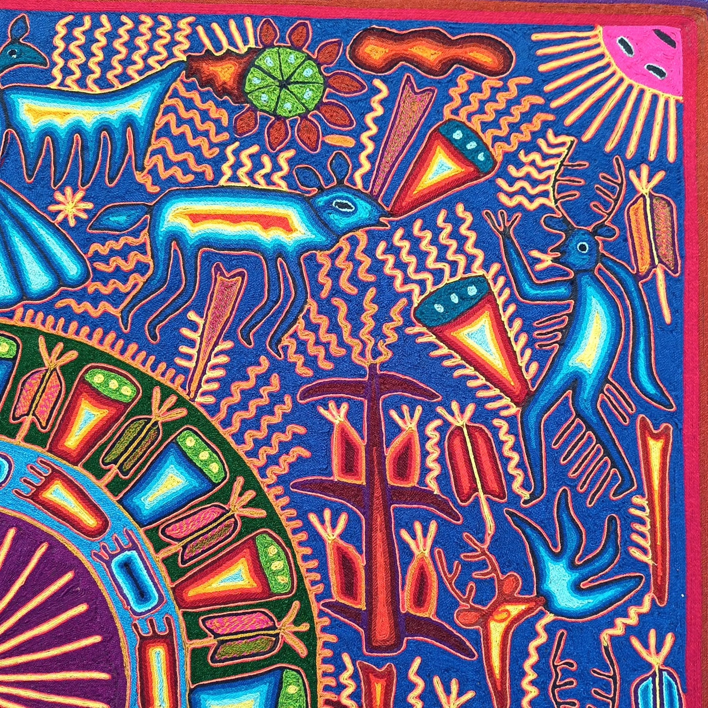 Mexican Folk Art Huichol Yarn Painting by Cooperativa Zitacua PP9548
