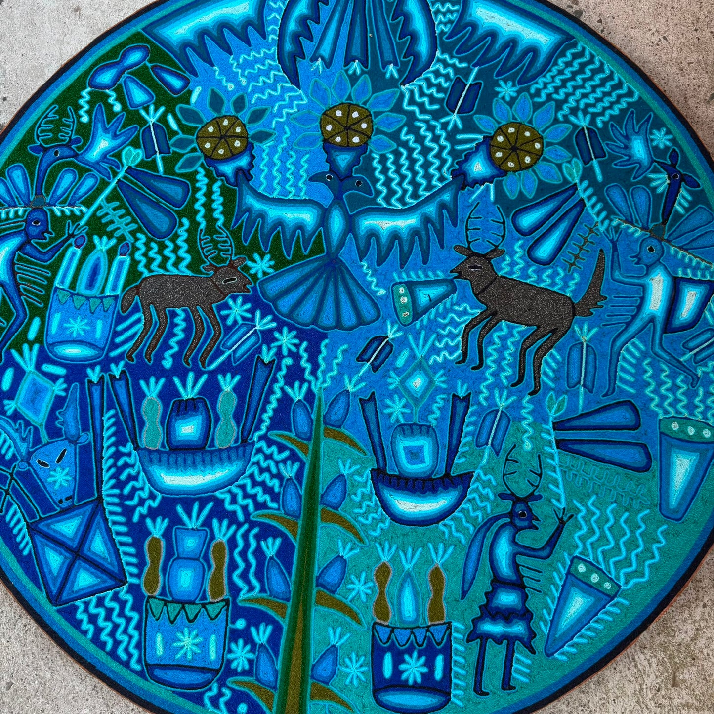 Mexican Folk Art Huichol Yarn Painting by Cooperativa Zitacua PP9550