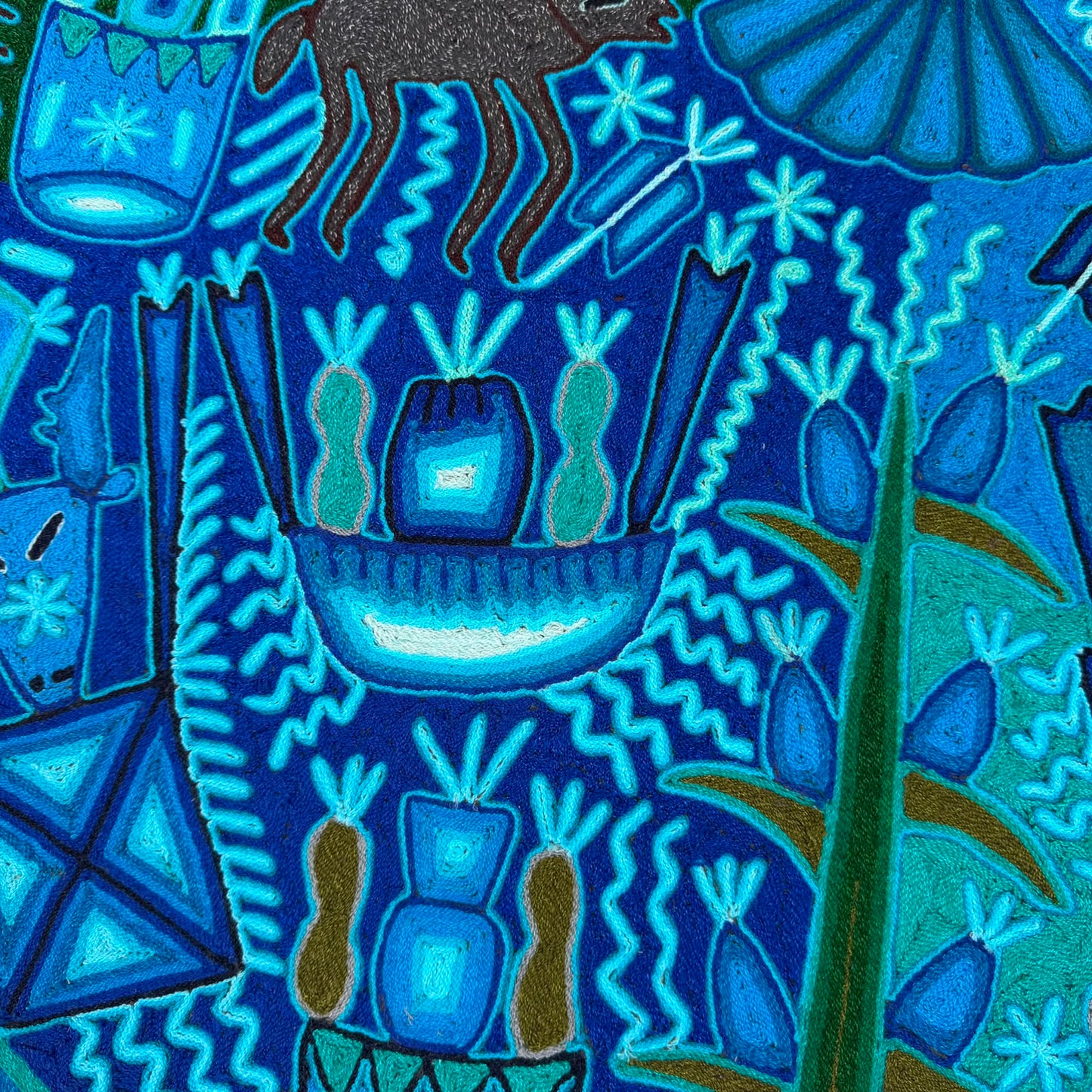 Mexican Folk Art Huichol Yarn Painting by Cooperativa Zitacua PP9550