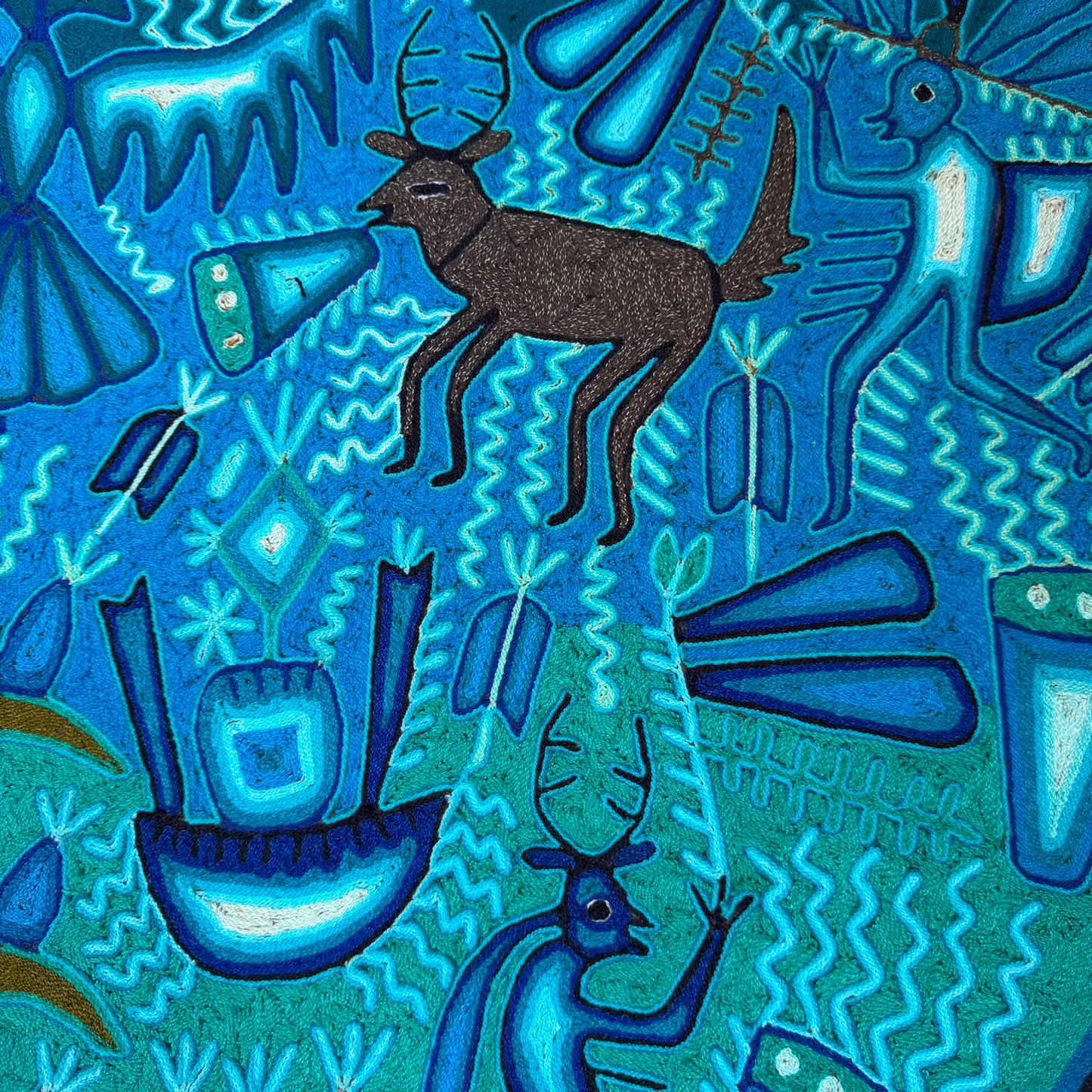Mexican Folk Art Huichol Yarn Painting by Cooperativa Zitacua PP9550