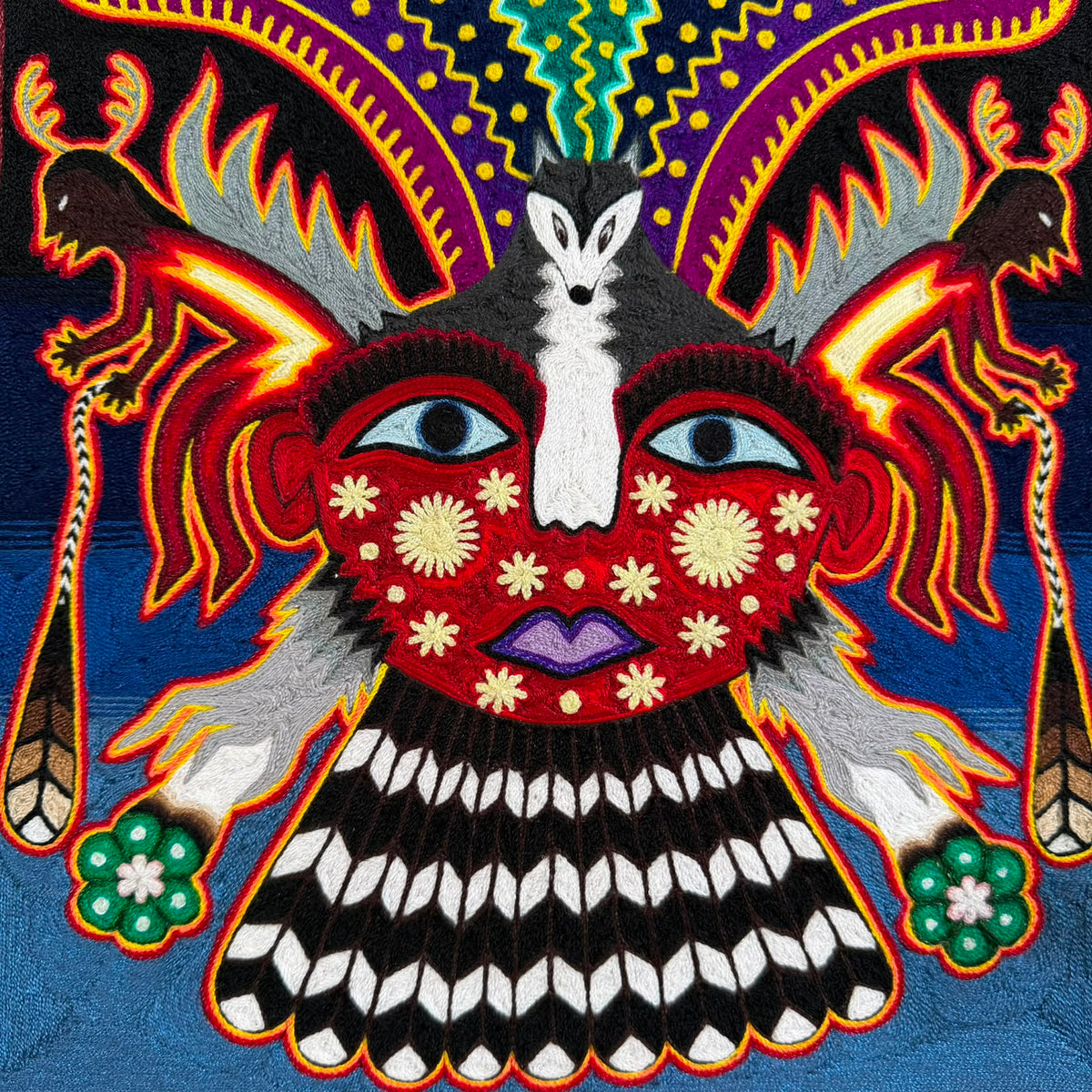 Huichol Indian Yarn Painting by  Samuel Hernandez  PP9552