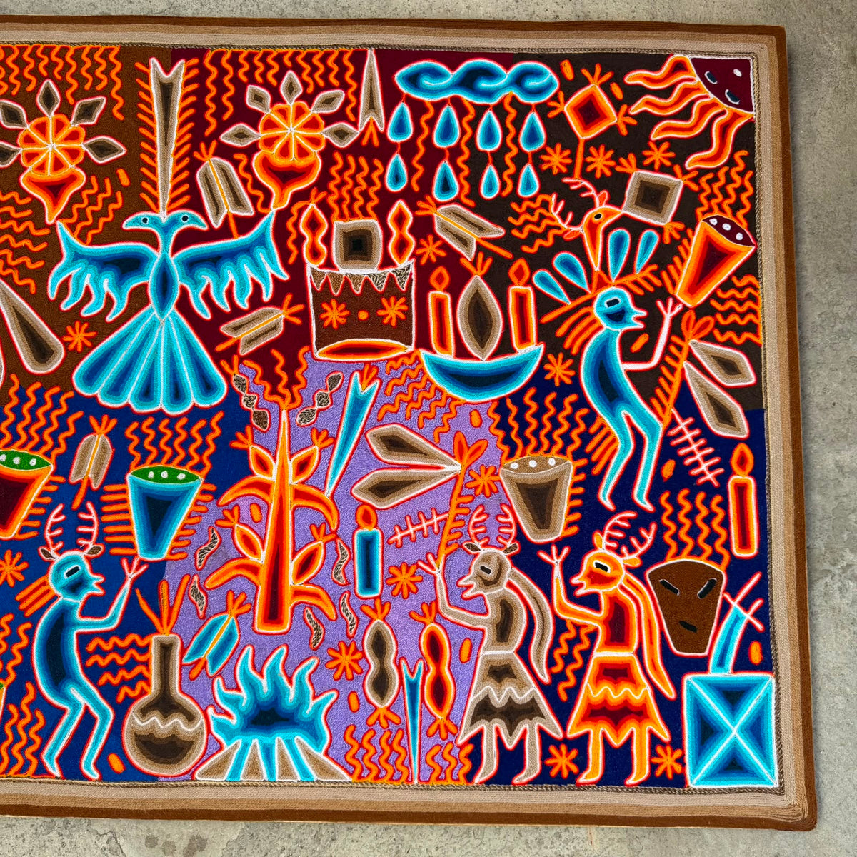 Mexican Folk Art Huichol Yarn Painting by Cooperativa Zitacua PP9555