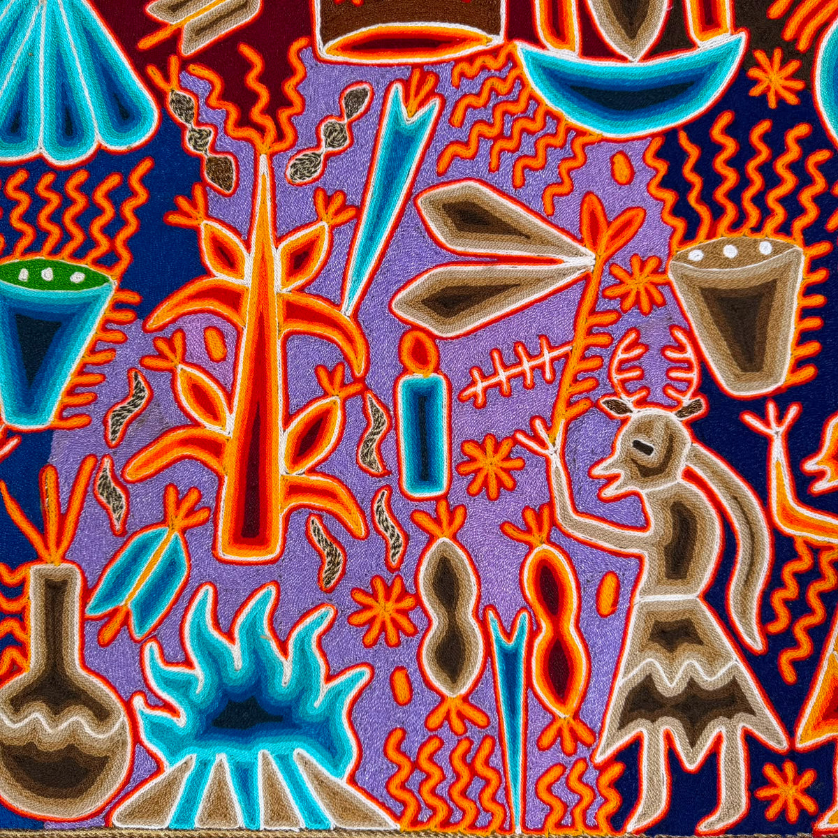 Mexican Folk Art Huichol Yarn Painting by Cooperativa Zitacua PP9555