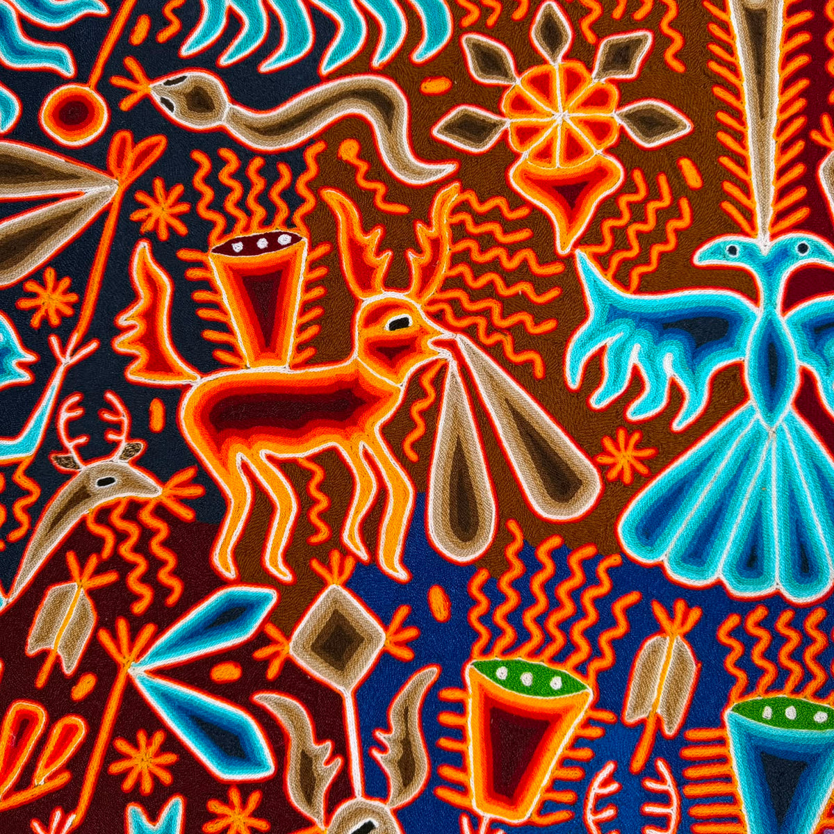 Mexican Folk Art Huichol Yarn Painting by Cooperativa Zitacua PP9555