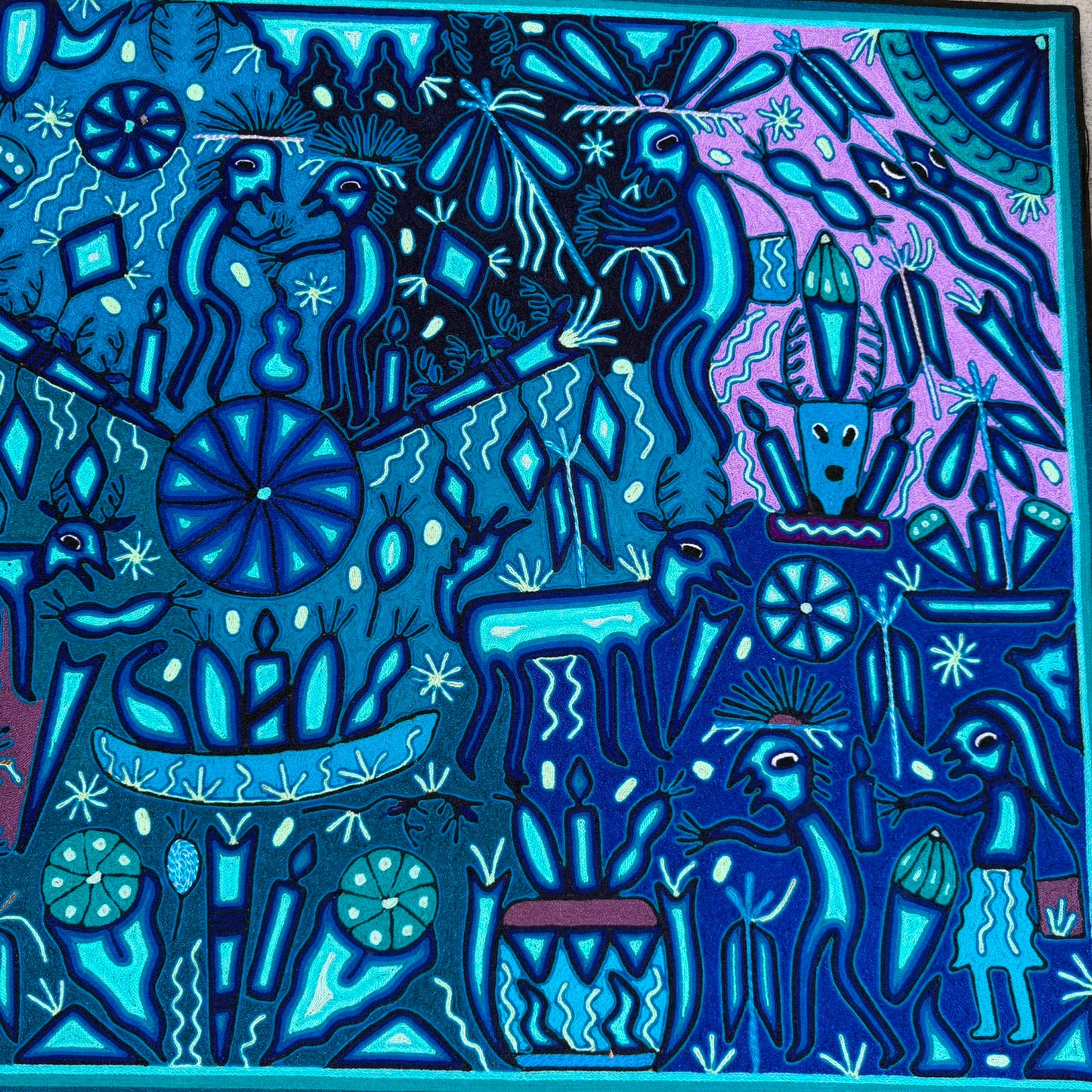 Mexican Folk Art Huichol Yarn Painting by Cooperativa Zitacua PP9556
