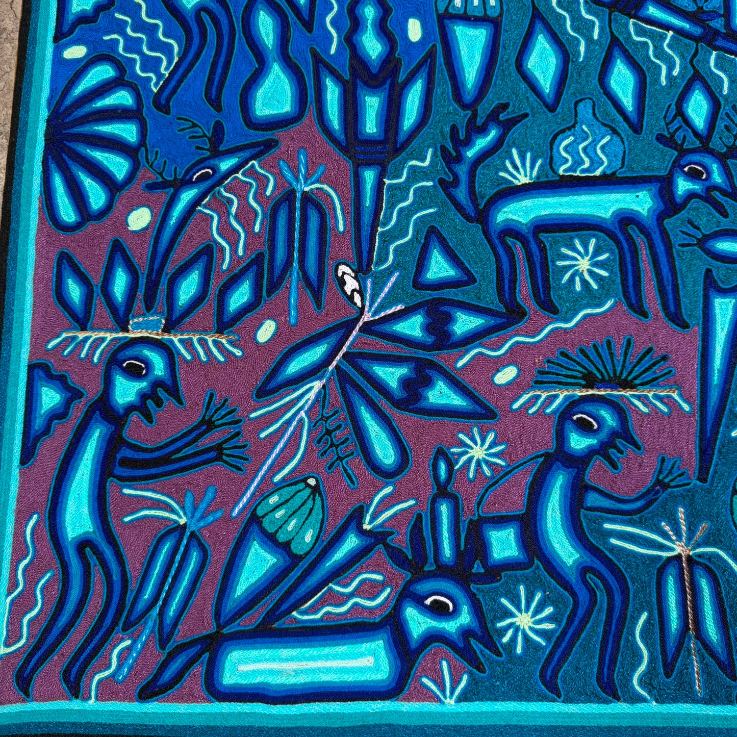 Mexican Folk Art Huichol Yarn Painting by Cooperativa Zitacua PP9556