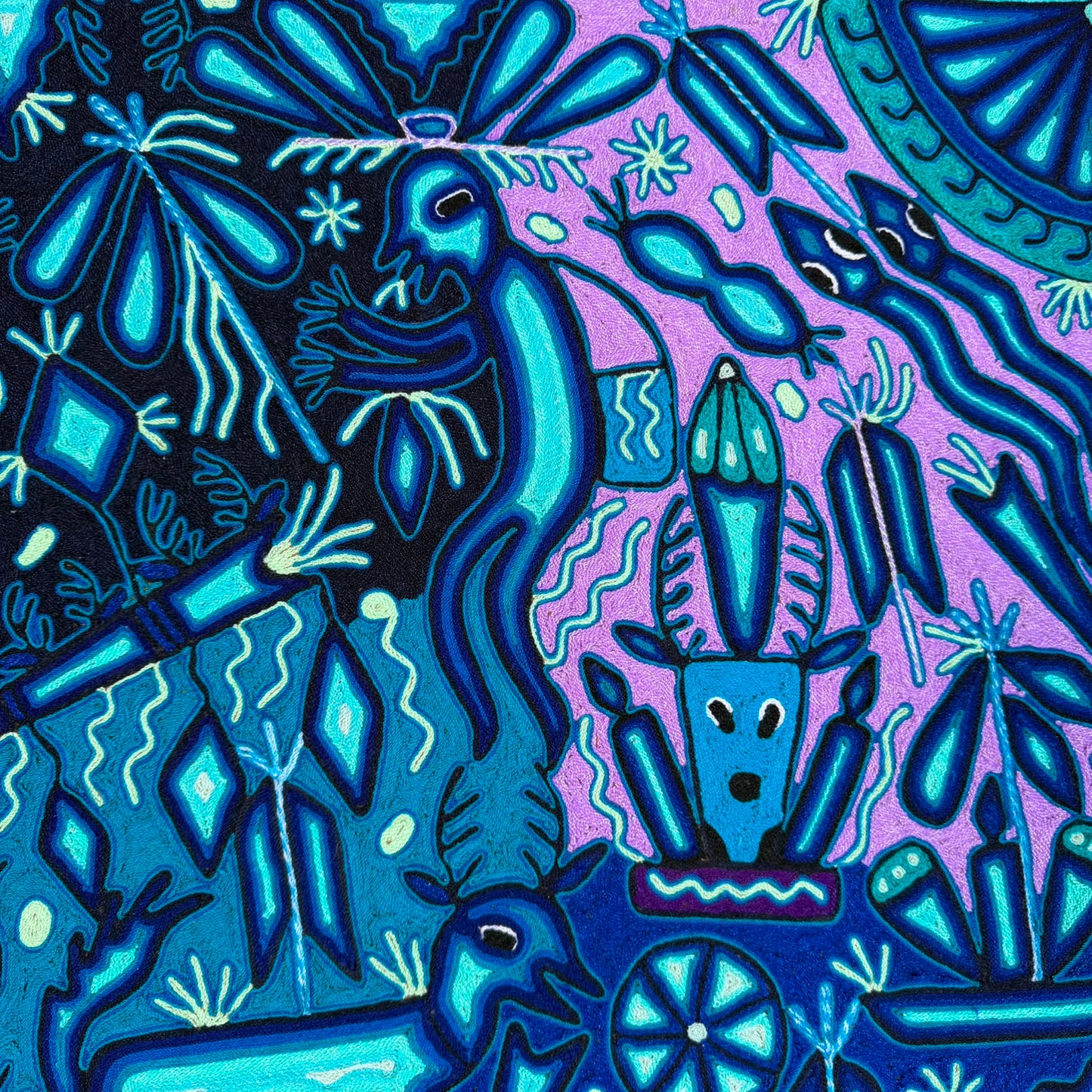 Mexican Folk Art Huichol Yarn Painting by Cooperativa Zitacua PP9556
