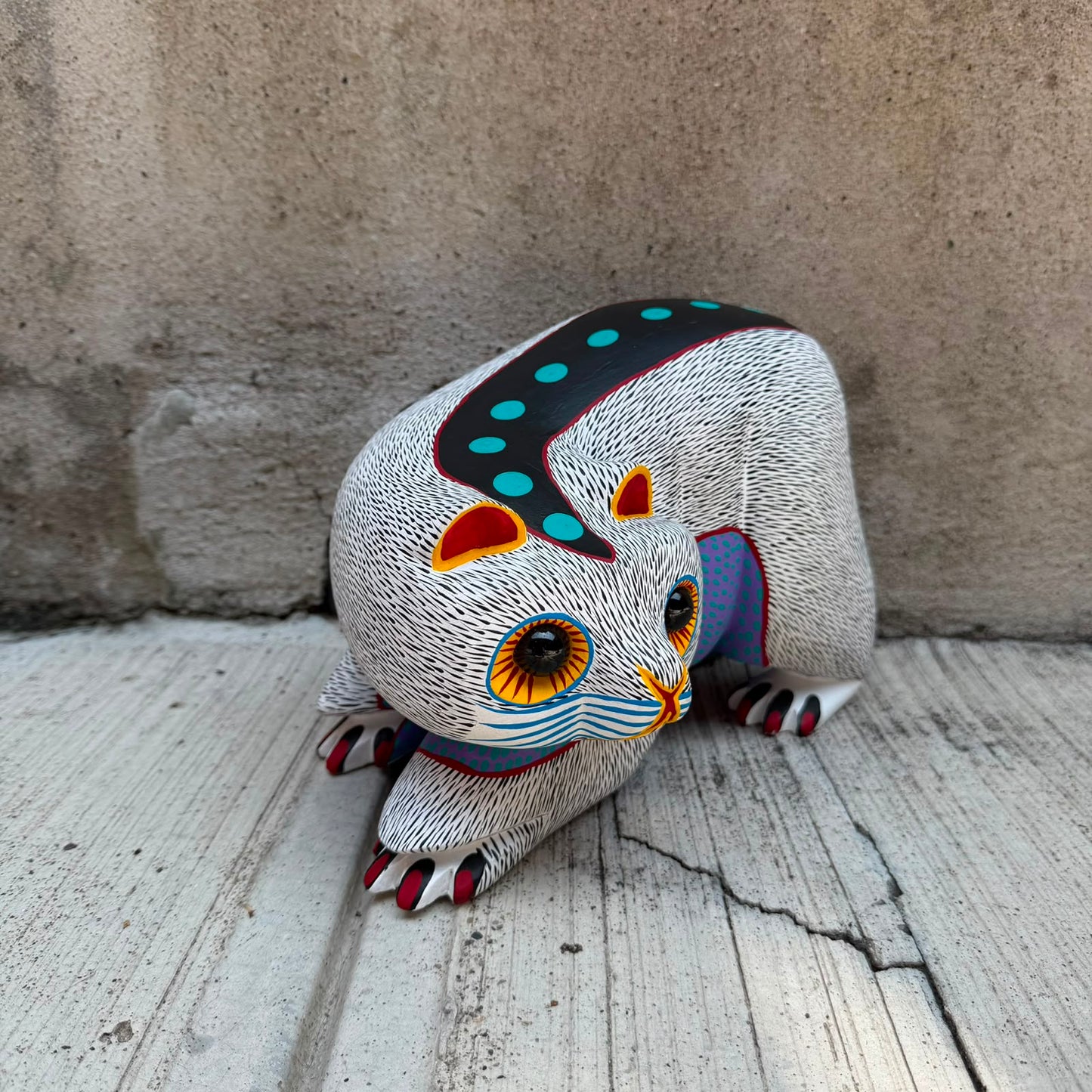 Oaxacan Wood Carving Bear By Arsenio Morales PP9562