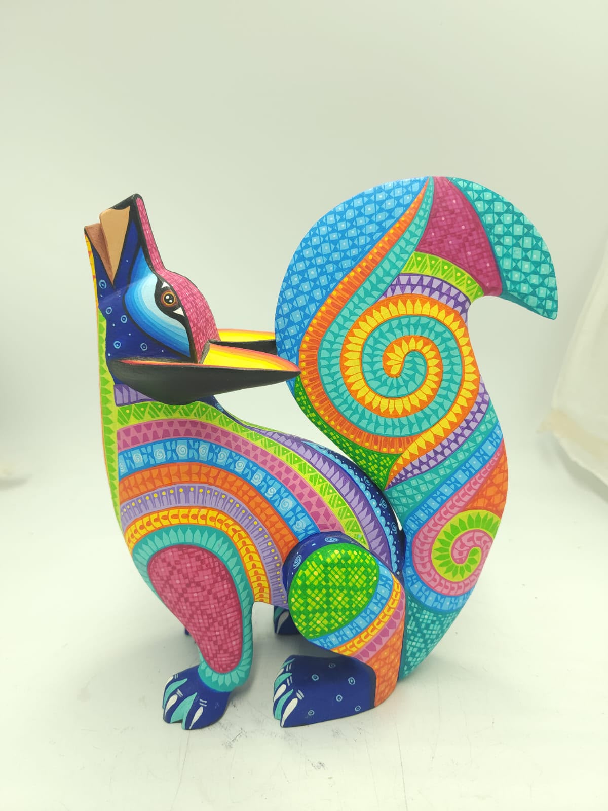 Mexican Oaxacan Wood Carving Coyote By Ivan Fuentes PP9559