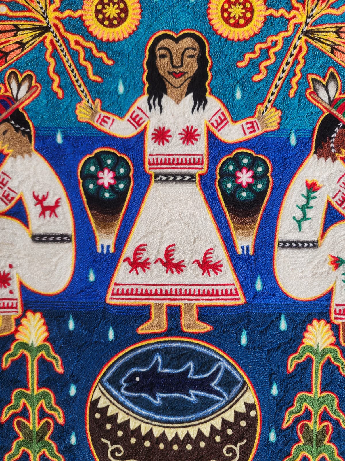 Huichol Indian Yarn Painting by  Samuel Hernandez  PP9567