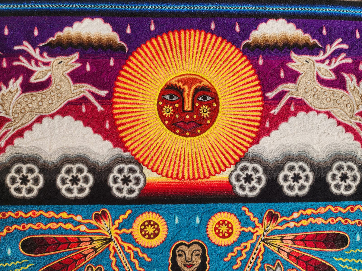 Huichol Indian Yarn Painting by  Samuel Hernandez  PP9567