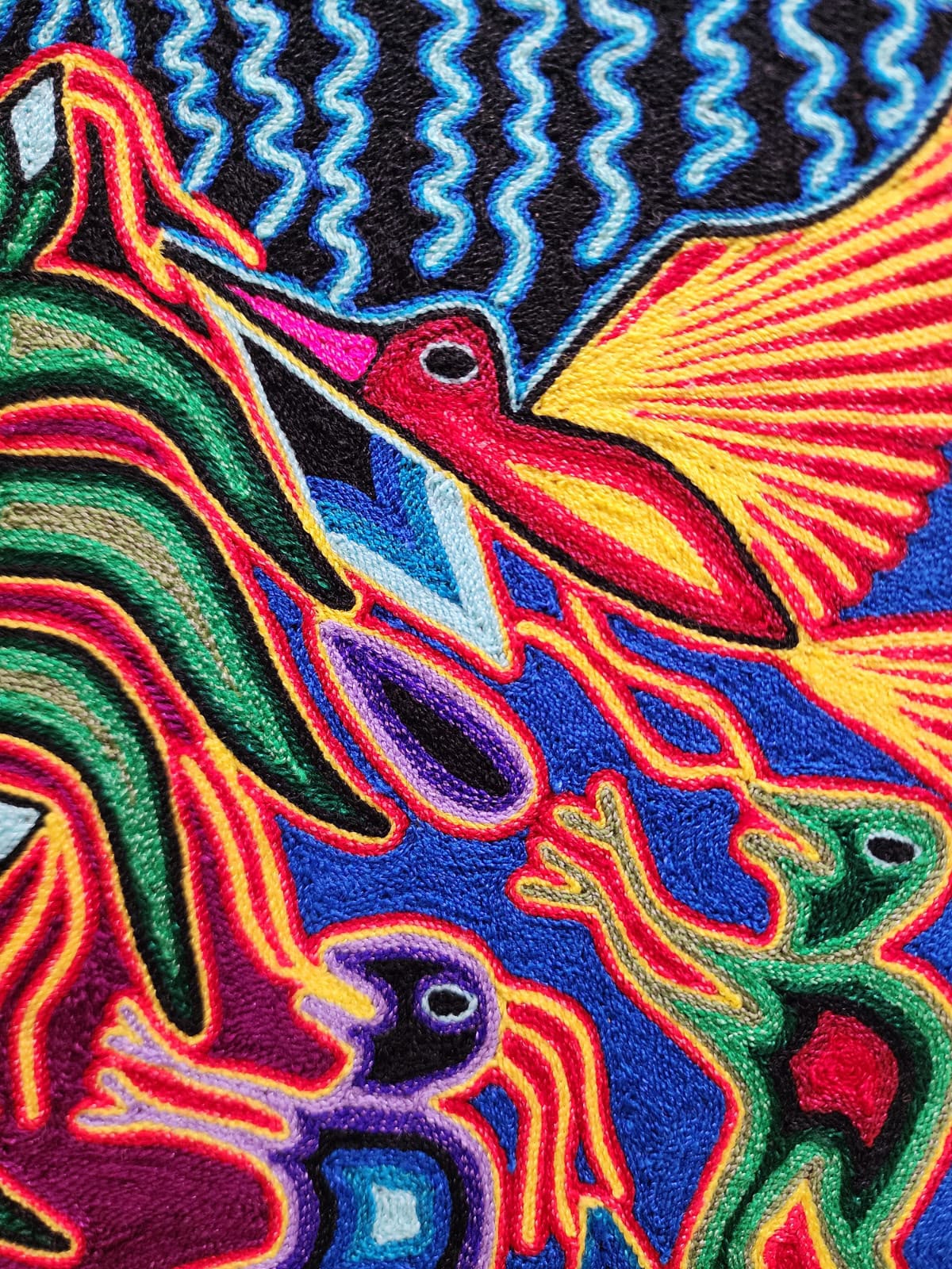 Tepehuano Yarn Painting Mexican Folk Art By Bautista Family PP9577