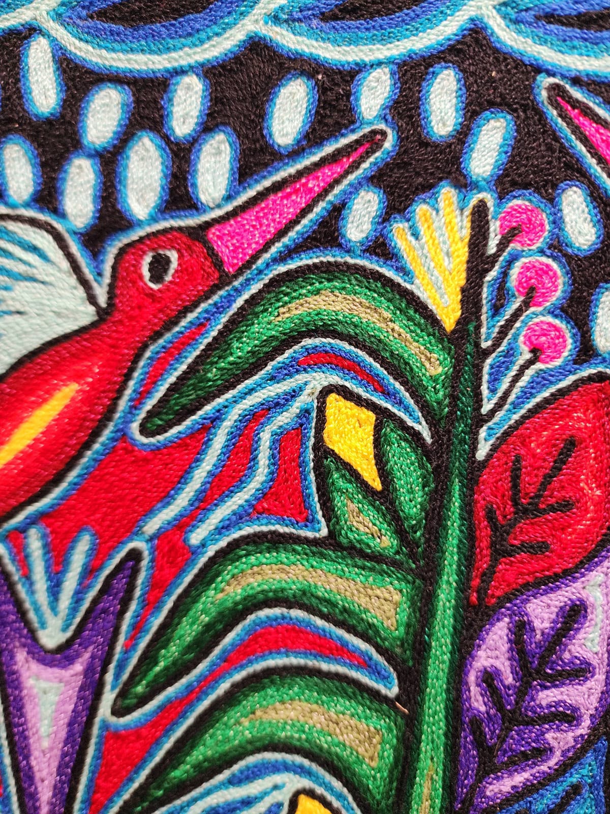Tepehuano Yarn Painting Mexican Folk Art By Bautista Family PP9578
