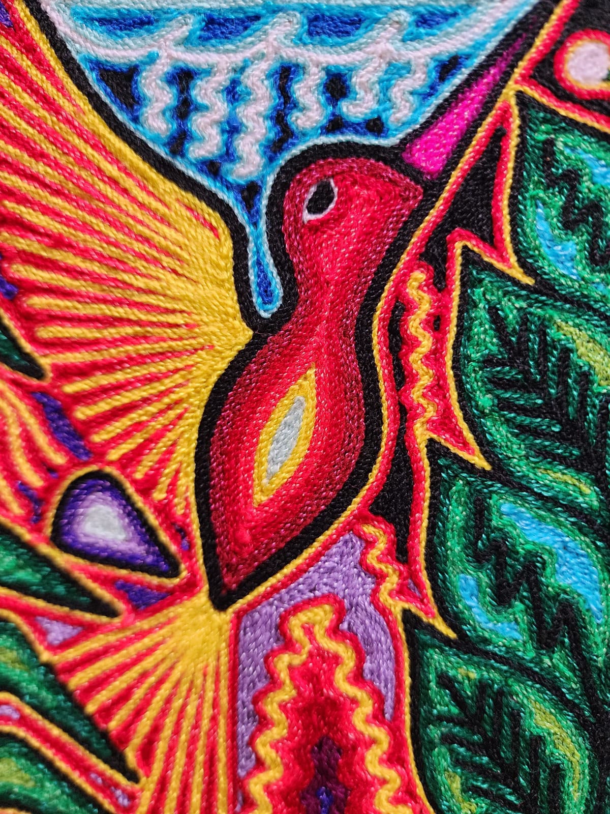 Tepehuano Yarn Painting Mexican Folk Art By Bautista Family PP9579