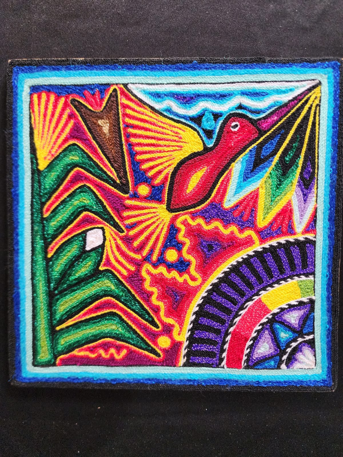 Tepehuano Yarn Painting Mexican Folk Art By Bautista Family PP9580