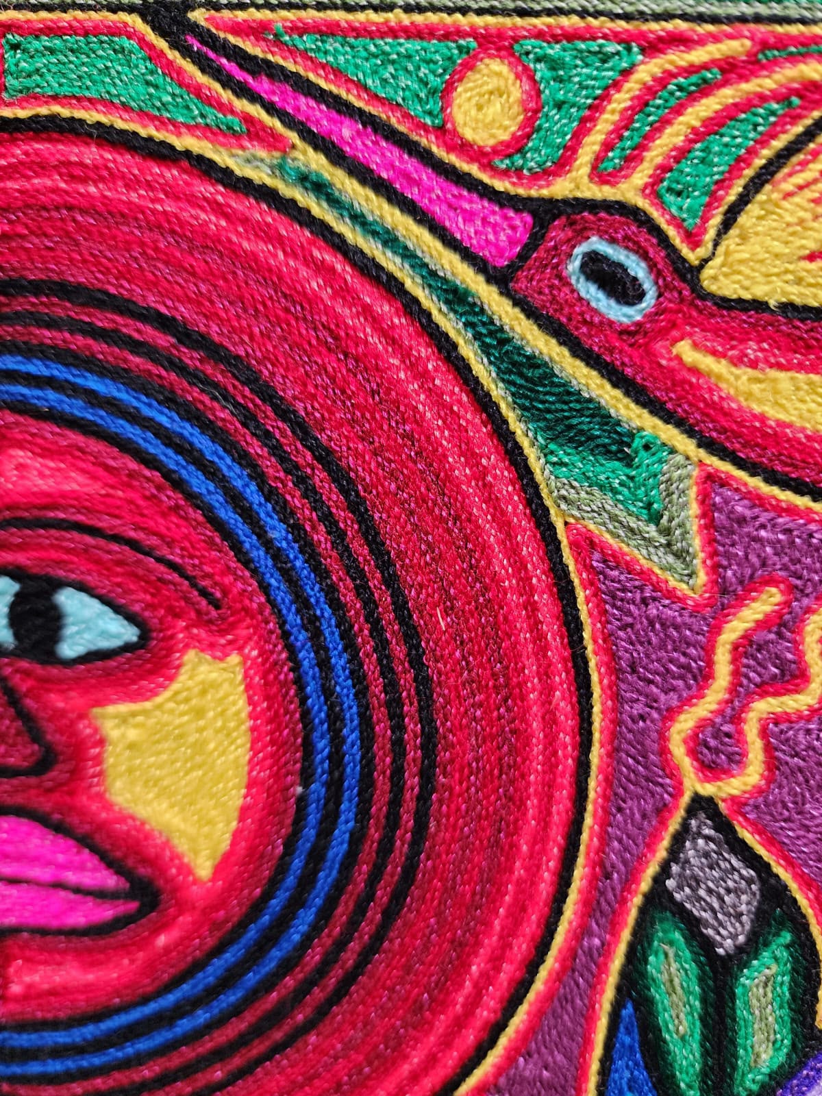 Tepehuano Yarn Painting Mexican Folk Art By Bautista Family PP9583