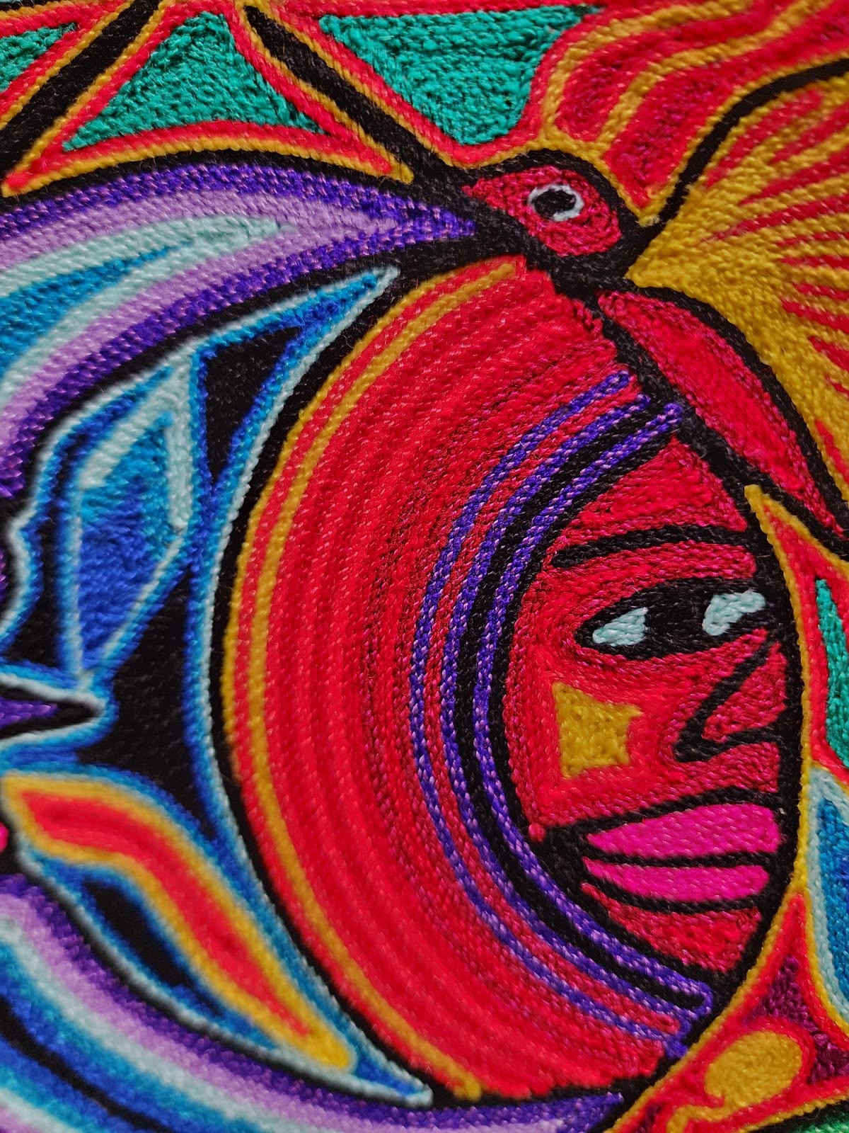 Tepehuano Yarn Painting Mexican Folk Art By Bautista Family PP9586