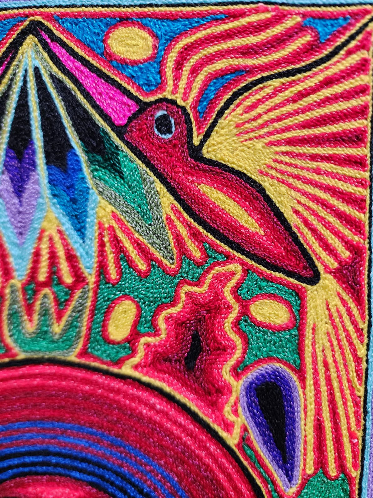 Tepehuano Yarn Painting Mexican Folk Art By Bautista Family PP9587