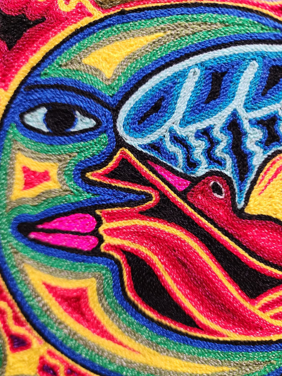 Tepehuano Yarn Painting Mexican Folk Art By Bautista Family PP9588