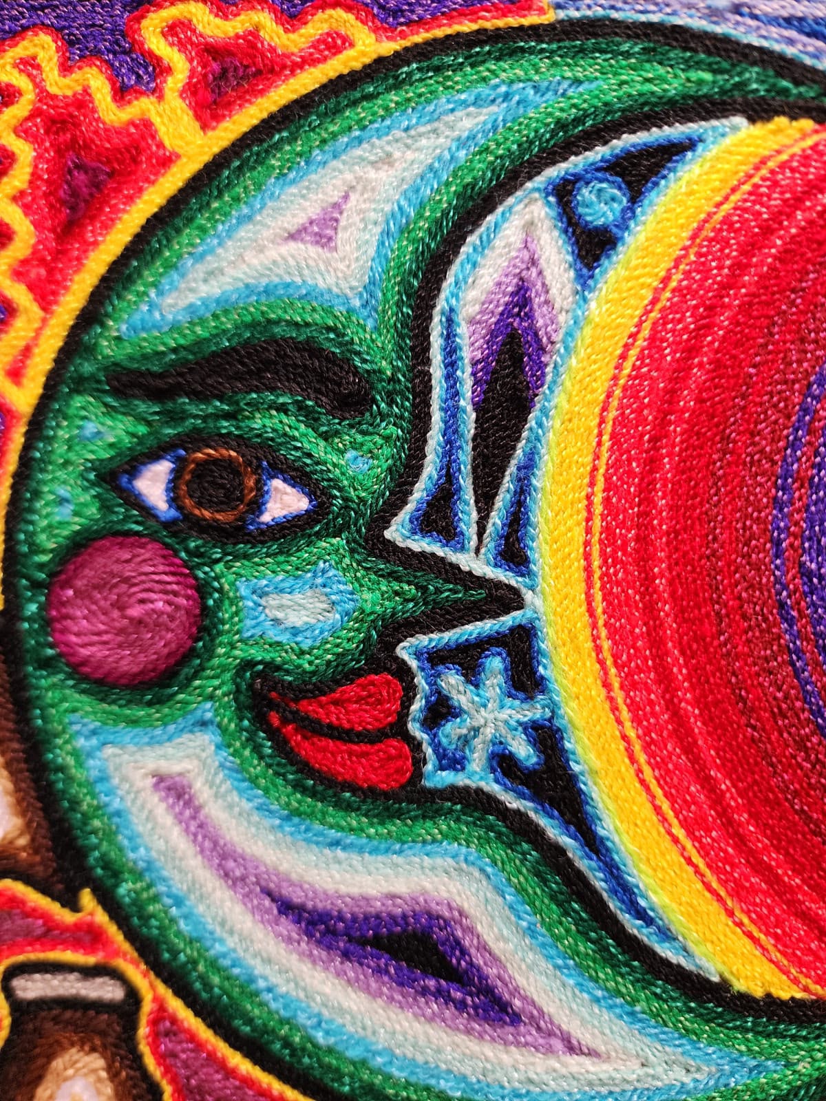 Tepehuano Yarn Painting Mexican Folk Art By Bautista Family PP9589