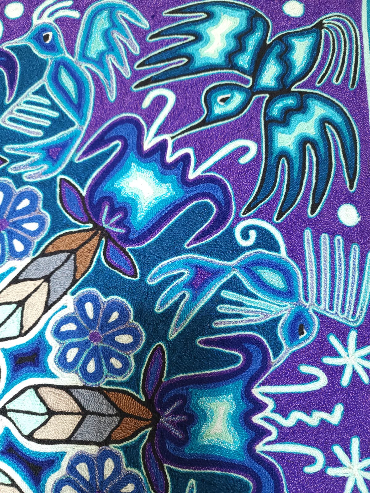 Huichol Yarn Painting Mexican Folk Art By Hilaria Chavez Carrillo PP9568