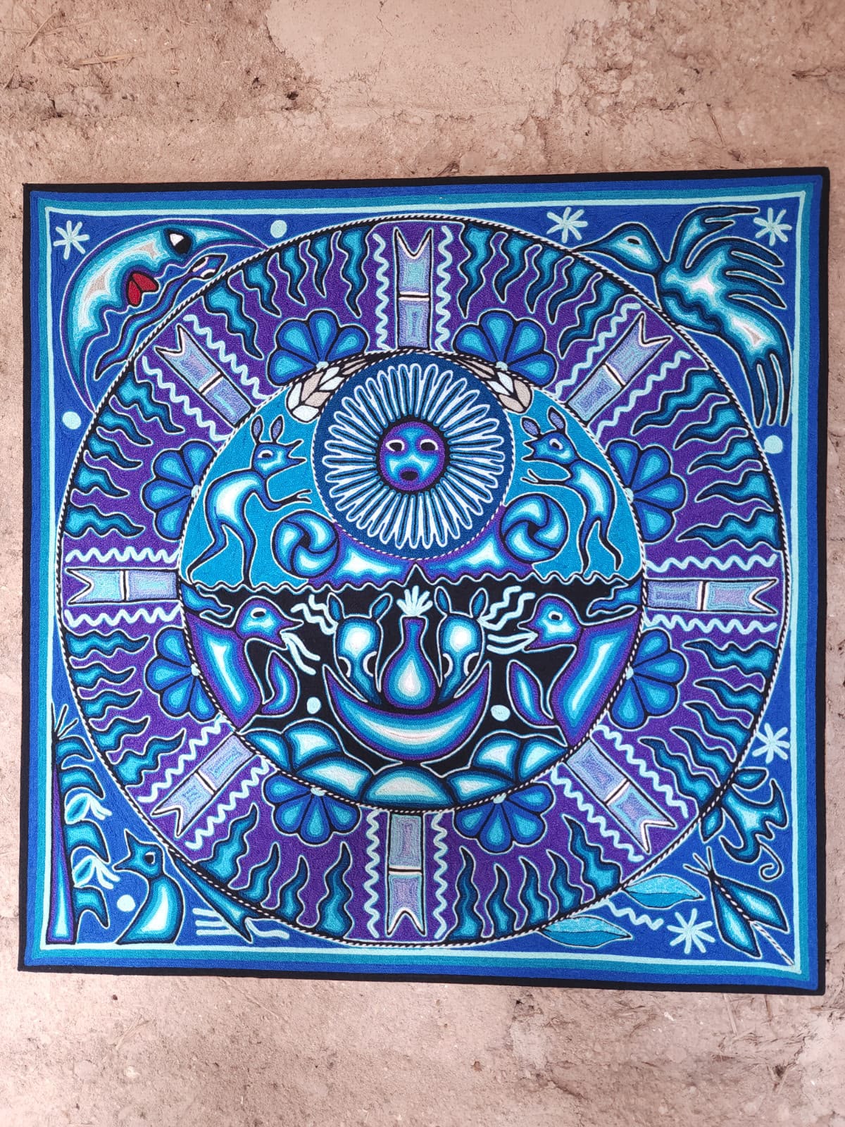 Huichol Yarn Painting Mexican Folk Art By Hilaria Chavez Carrillo PP9570