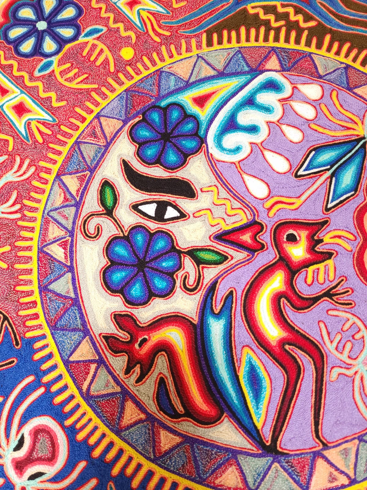 Huichol Yarn Painting Mexican Folk Art By Hilaria Chavez Carrillo PP9571