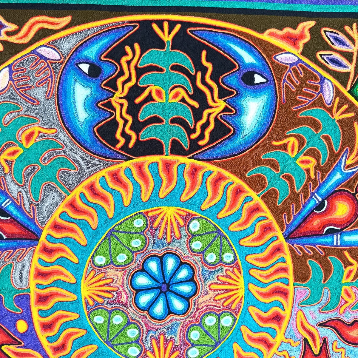 Huichol Yarn Painting Mexican Folk Art By Hilaria Chavez Carrillo PP9590
