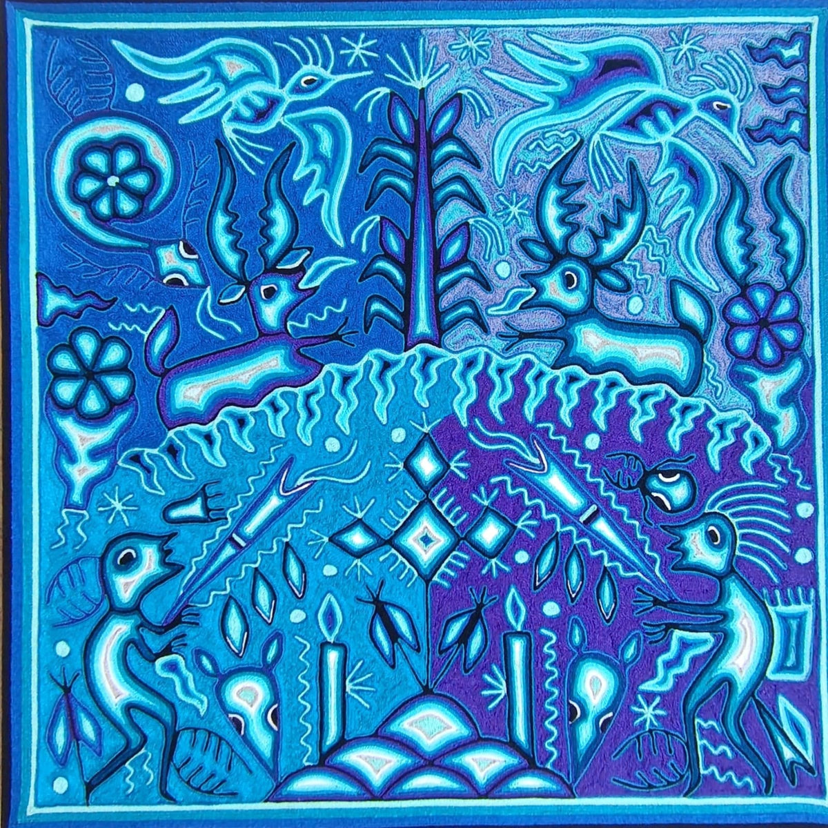 Huichol Yarn Painting Mexican Folk Art By Hilaria Chavez Carrillo PP9592