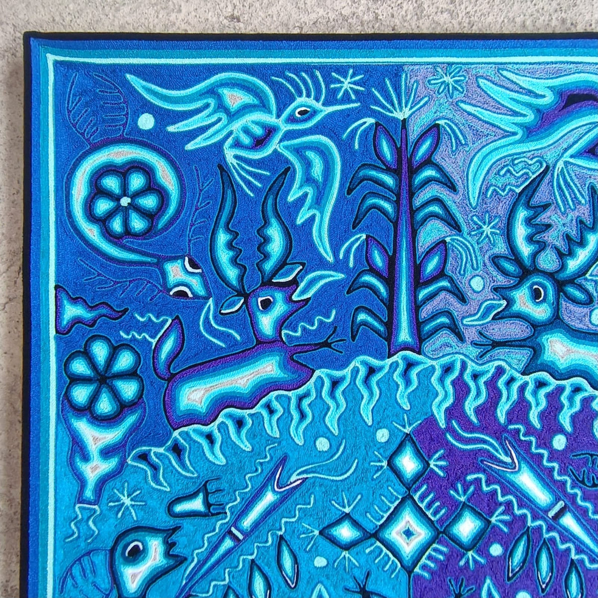 Huichol Yarn Painting Mexican Folk Art By Hilaria Chavez Carrillo PP9592