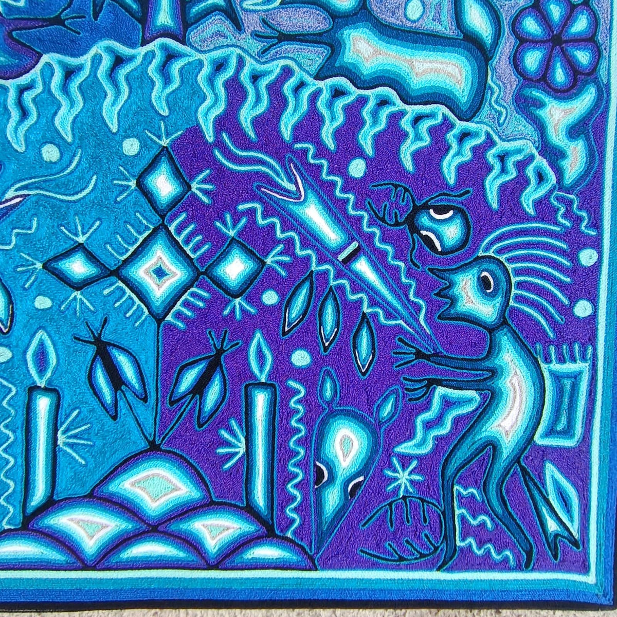 Huichol Yarn Painting Mexican Folk Art By Hilaria Chavez Carrillo PP9592