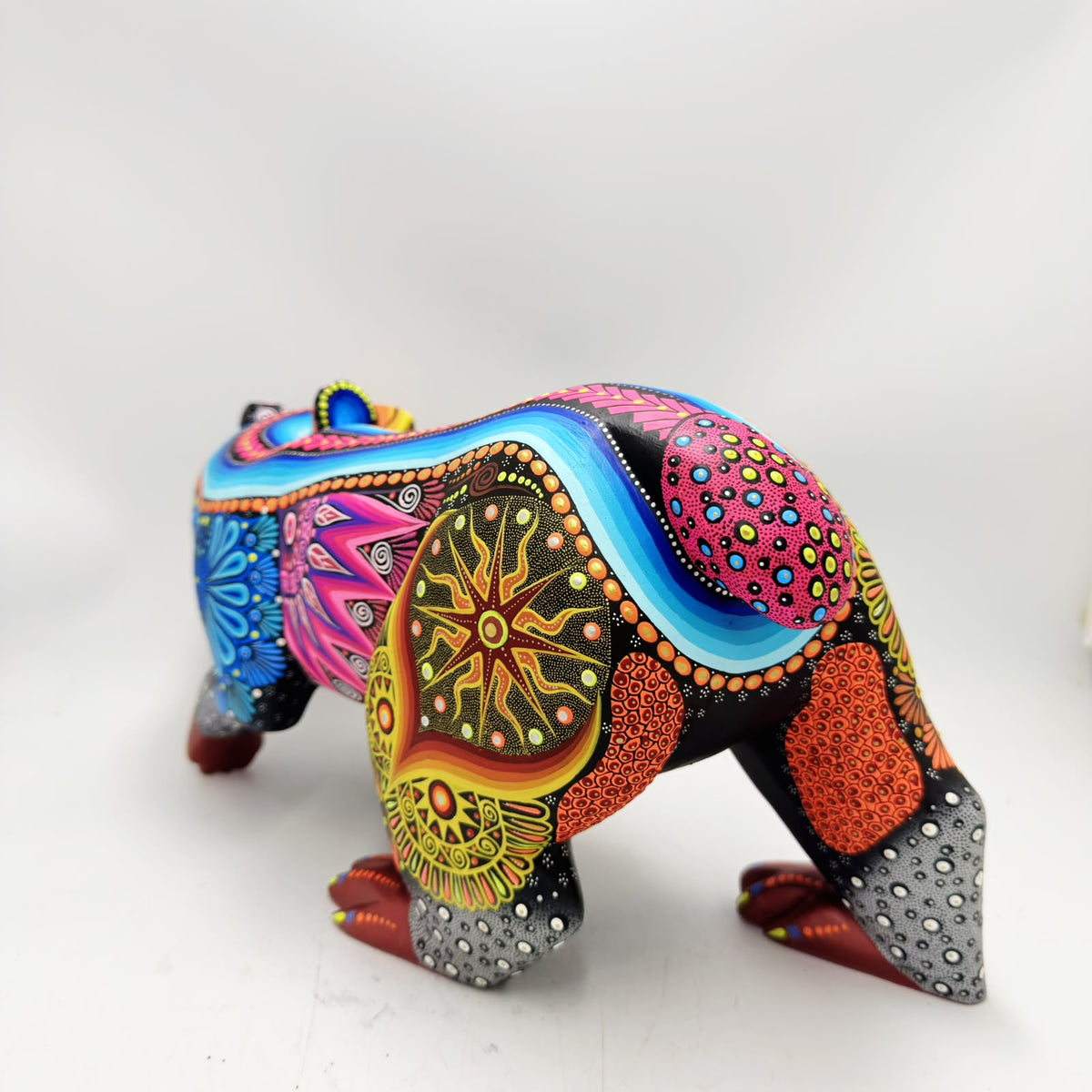 Mexican Folk Art Oaxacan Wood Carving Alebrije Hand Made, Bear By Luis Sosa PP9595
