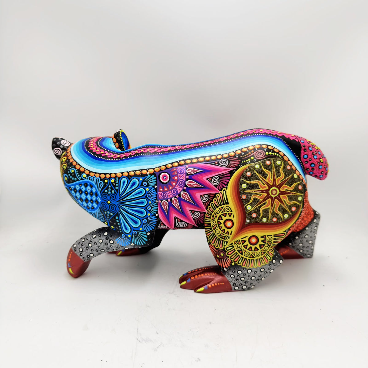 Mexican Folk Art Oaxacan Wood Carving Alebrije Hand Made, Bear By Luis Sosa PP9595
