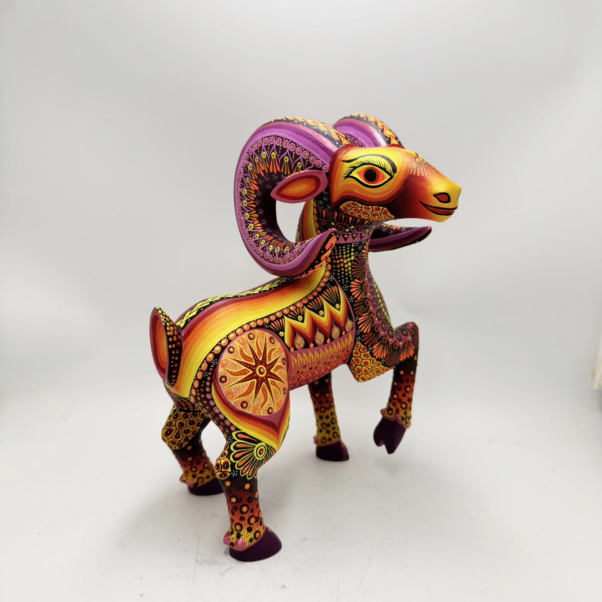 Mexican Folk Art Oaxacan Wood Carving Alebrije Hand Made, Ram By Luis Sosa PP9599
