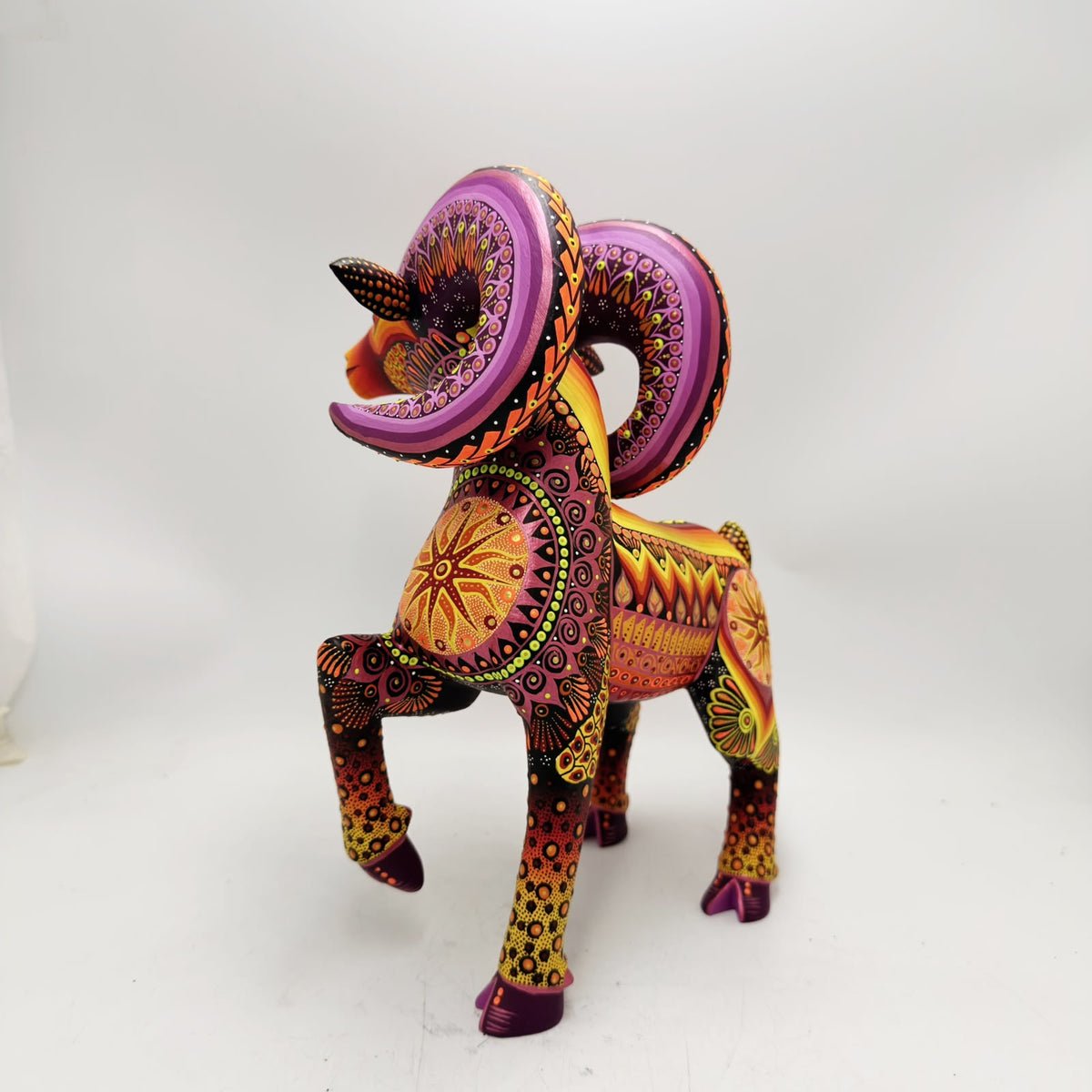 Mexican Folk Art Oaxacan Wood Carving Alebrije Hand Made, Ram By Luis Sosa PP9599