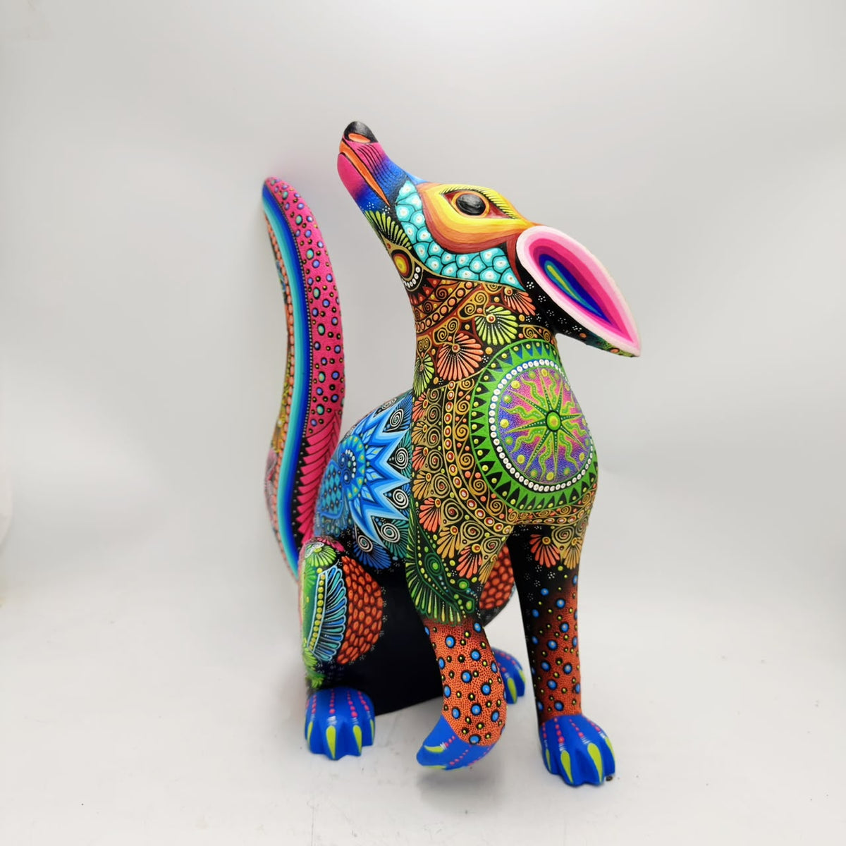 Mexican Folk Art Oaxacan Wood Carving Alebrije Hand Made, Coyote By Luis Sosa PP9601