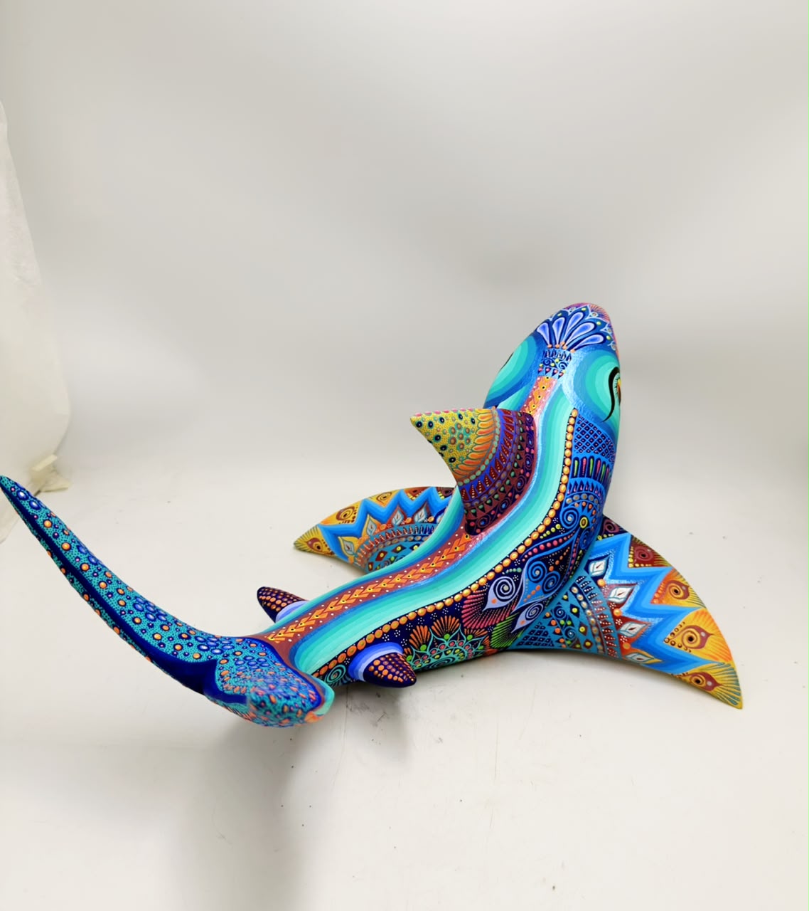 Mexican Folk Art Oaxacan Wood Carving Alebrije Hand Made, Shark By Luis Sosa PP9603