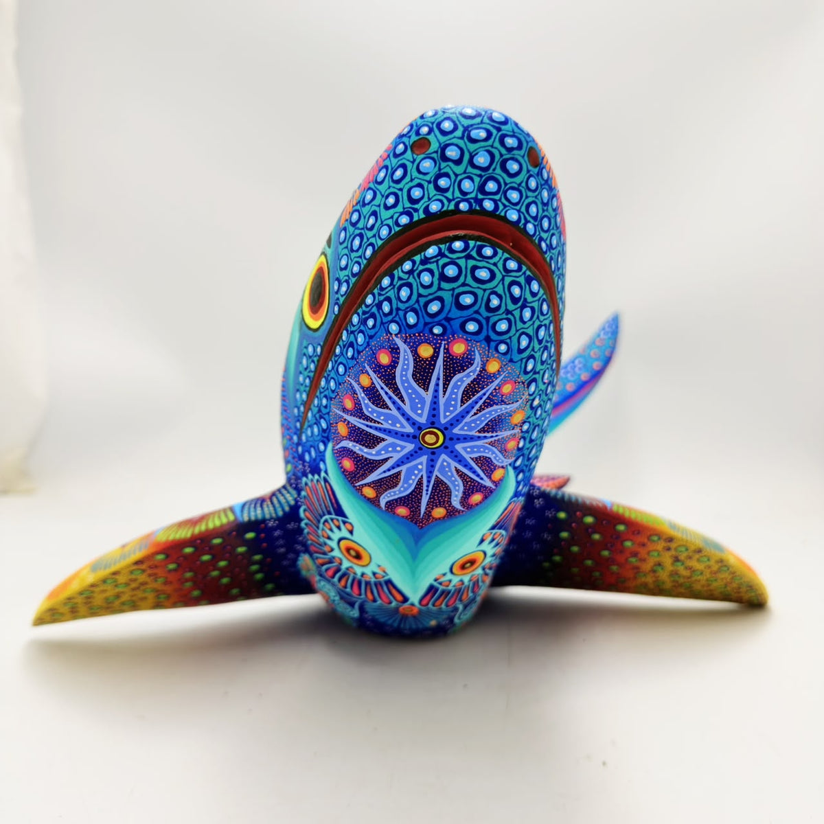Mexican Folk Art Oaxacan Wood Carving Alebrije Hand Made, Shark By Luis Sosa PP9603