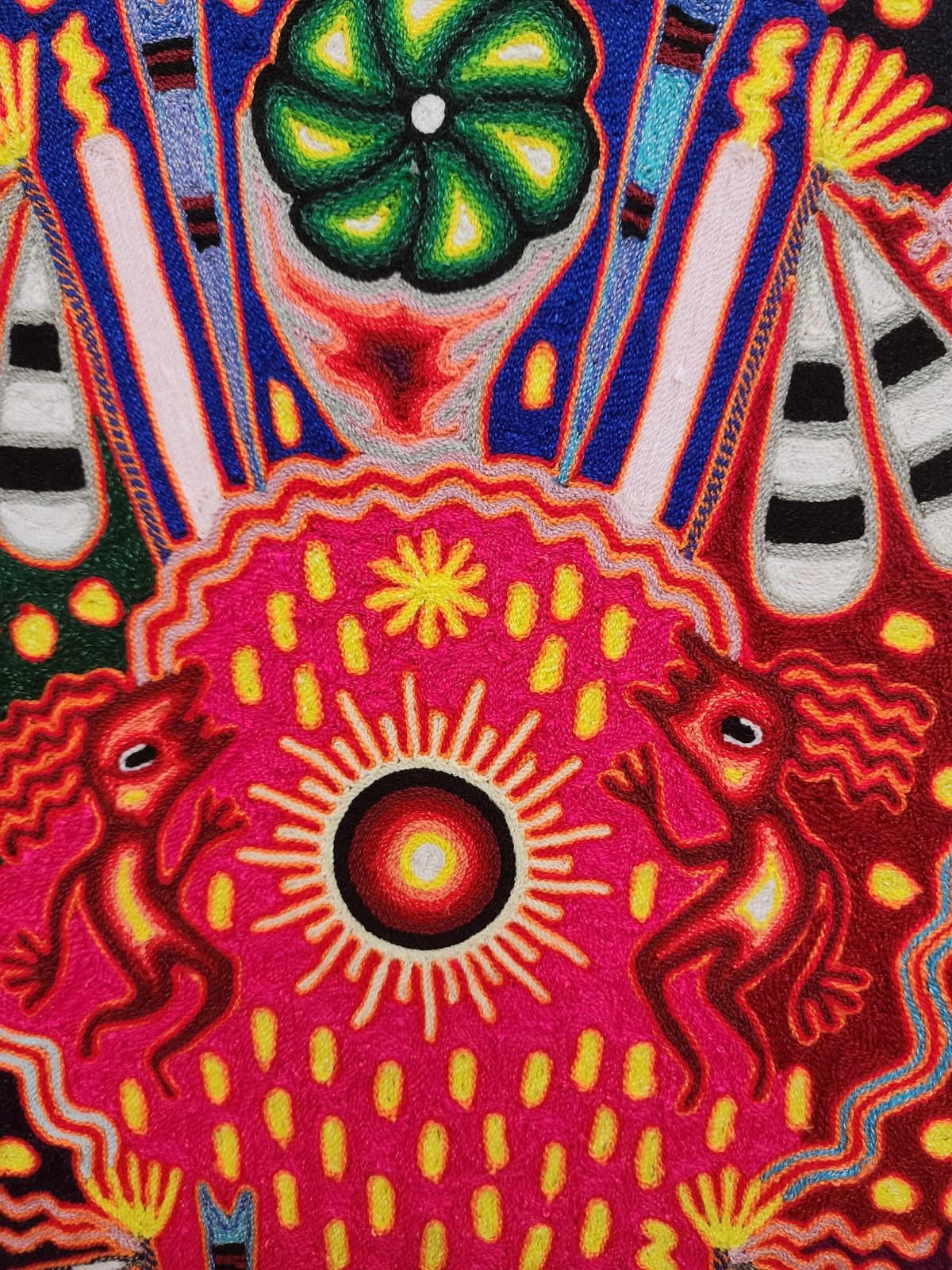 Huichol Mexican Folk Art Yarn Painting  By Maximino Renteria PP9606