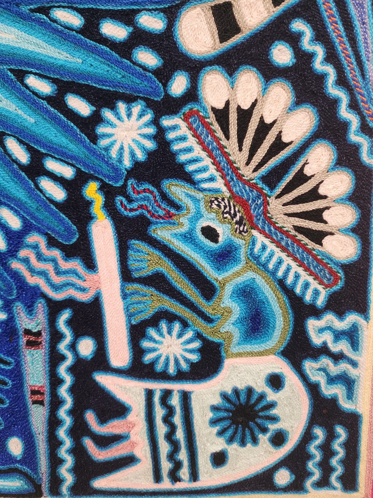 Huichol Mexican Folk Art Yarn Painting  By Maximino Renteria PP9609