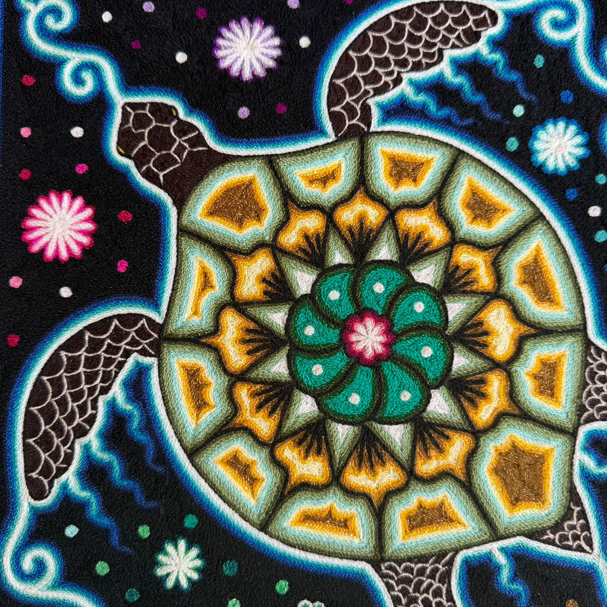 Huichol Indian Yarn Painting by  Samuel Hernandez  PP9612