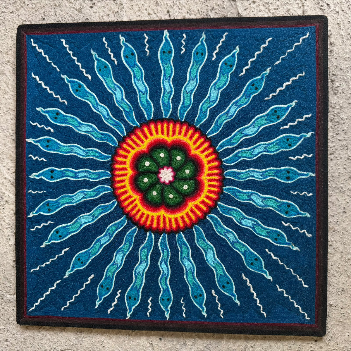 Huichol Indian Yarn Painting by  Samuel Hernandez  PP9613