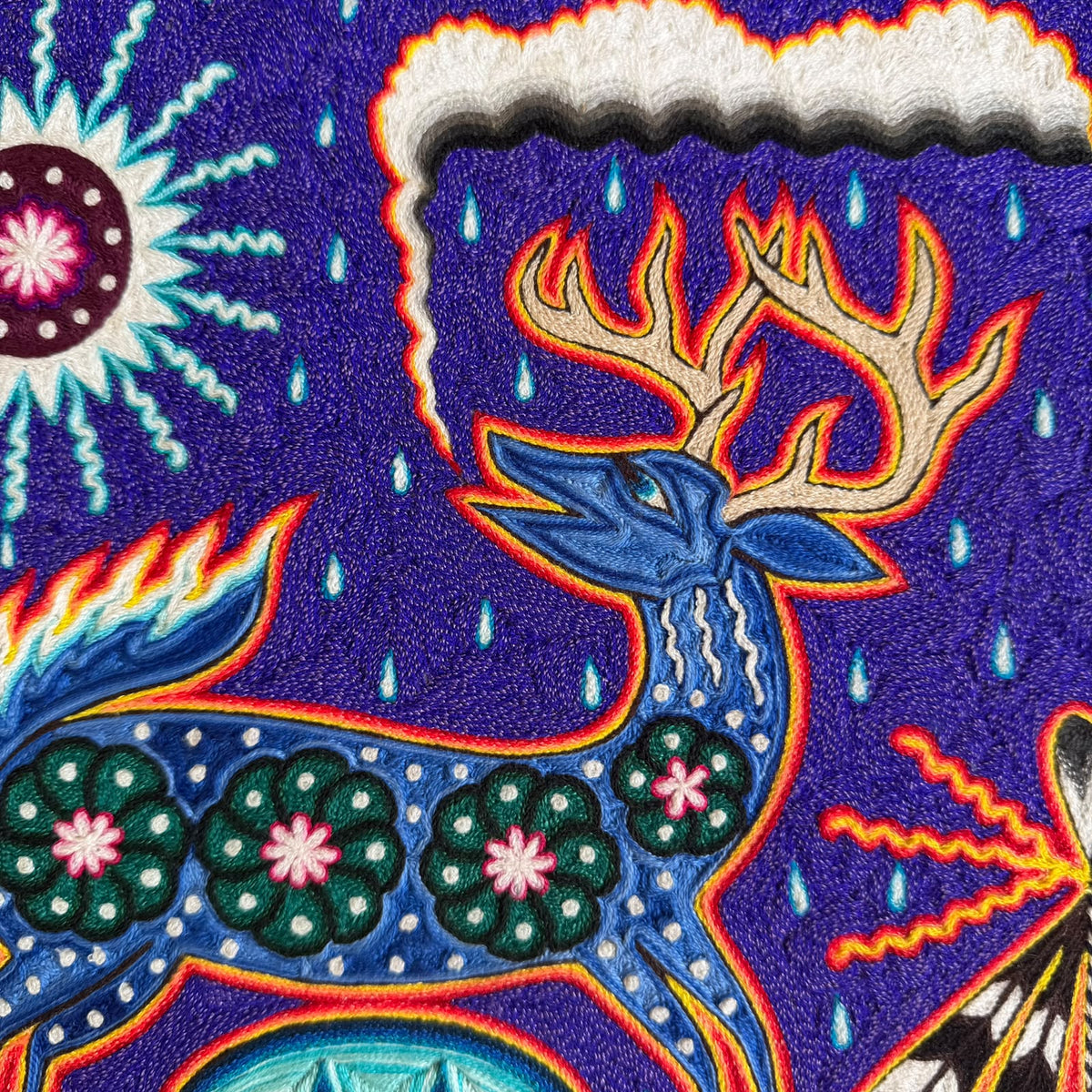 Huichol Indian Yarn Painting by  Samuel Hernandez  PP9614