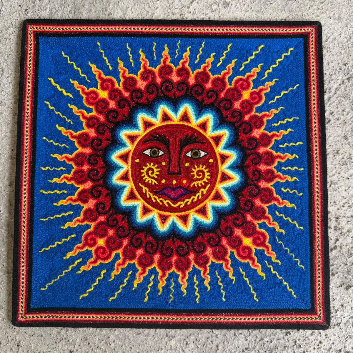 Huichol Indian Yarn Painting by  Samuel Hernandez  PP9615
