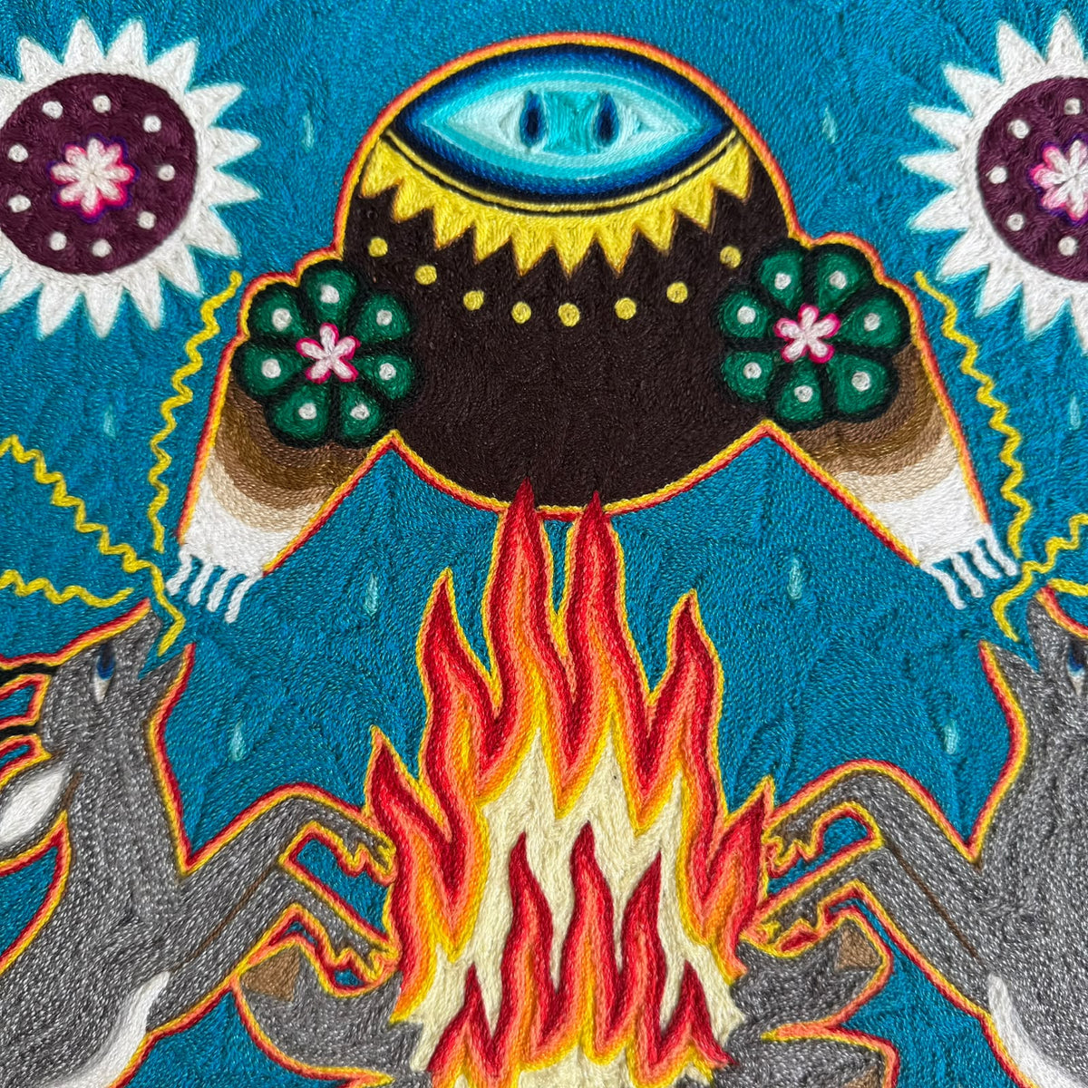 Huichol Indian Yarn Painting by  Samuel Hernandez  PP9616