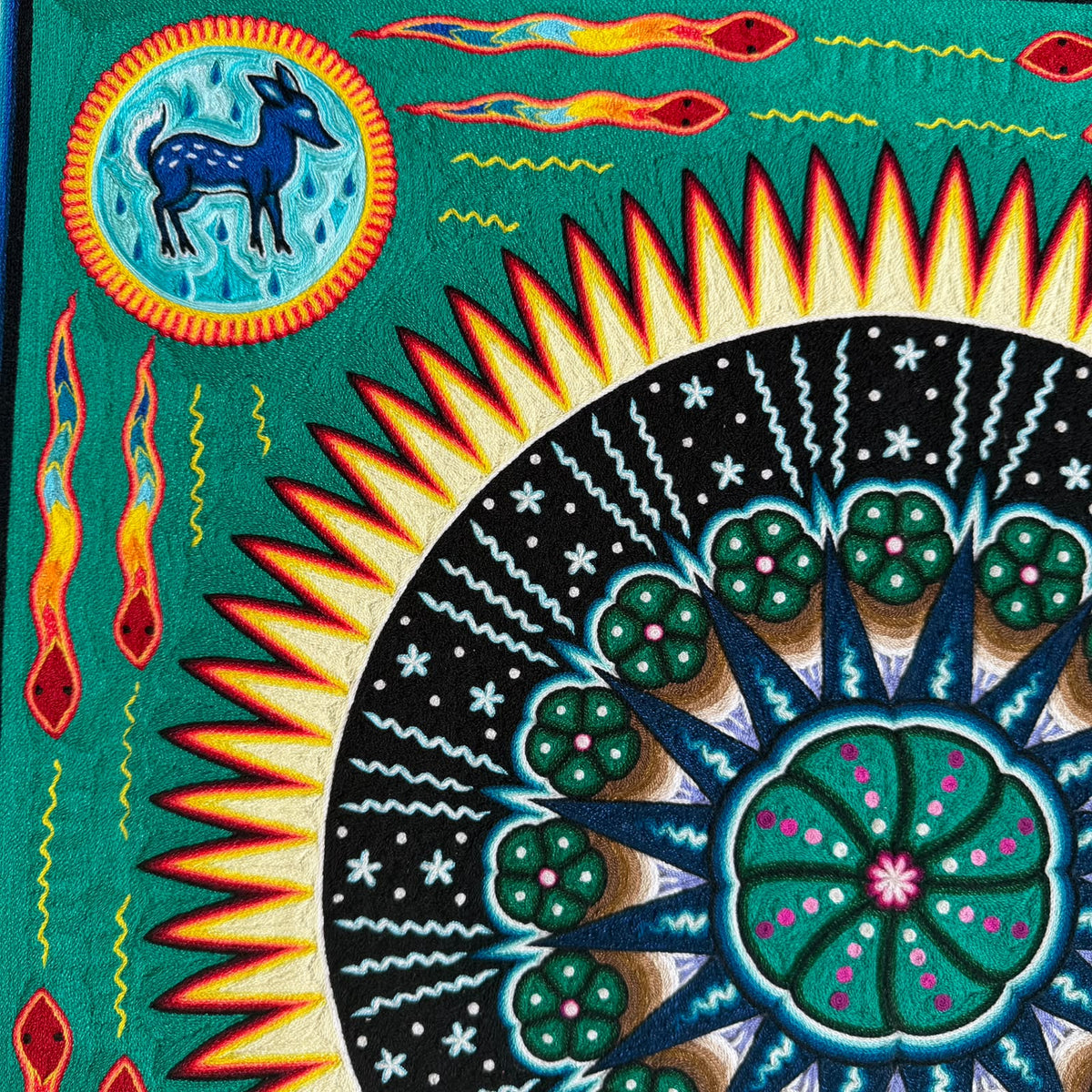 Huichol Indian Yarn Painting by  Samuel Hernandez  PP9617