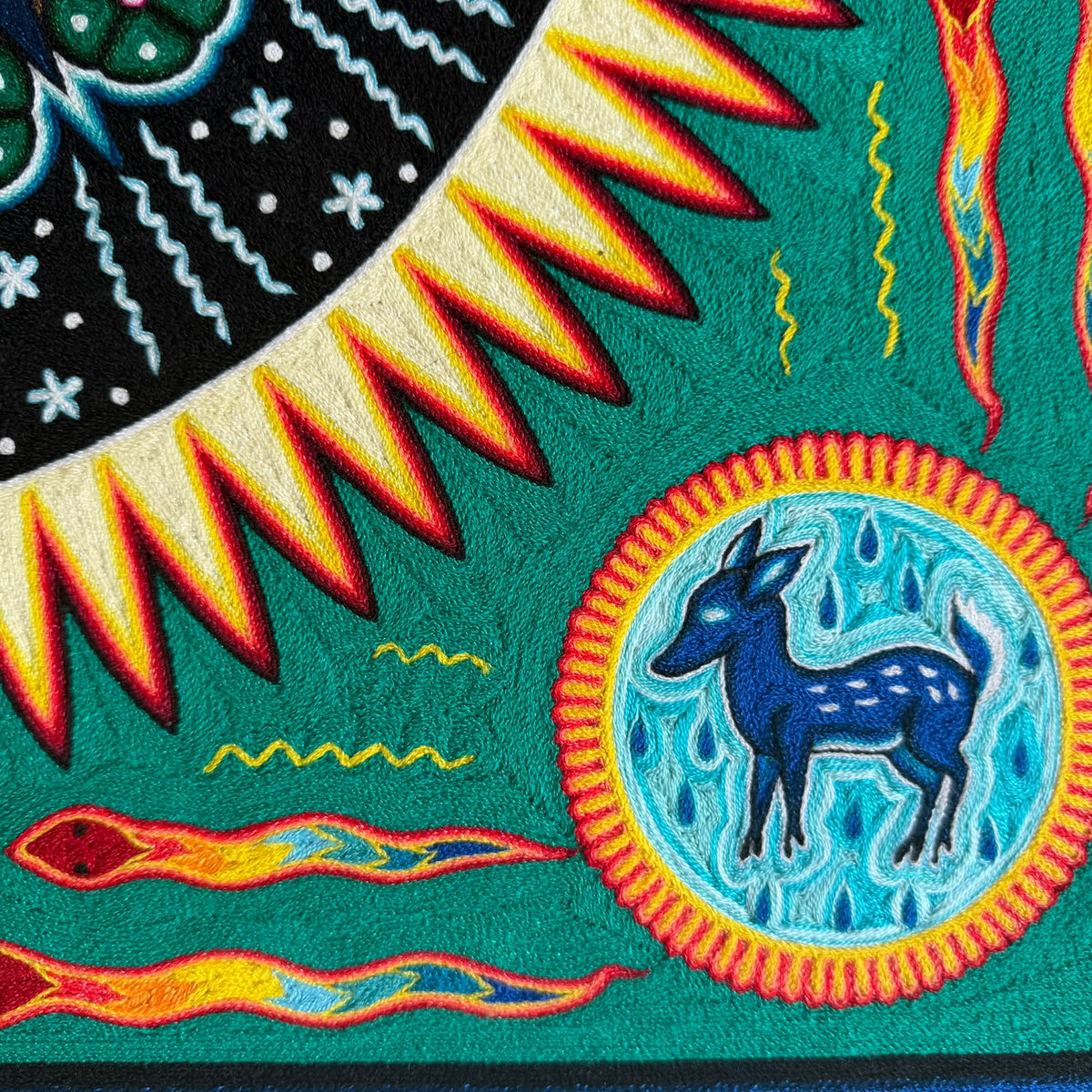 Huichol Indian Yarn Painting by  Samuel Hernandez  PP9617