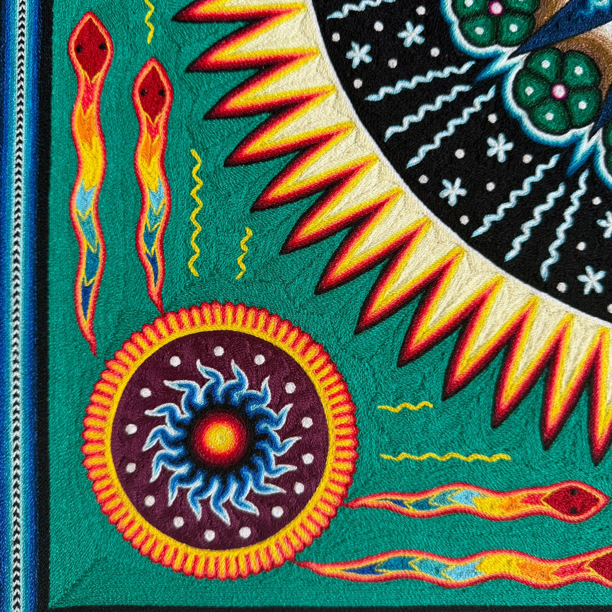 Huichol Indian Yarn Painting by  Samuel Hernandez  PP9617