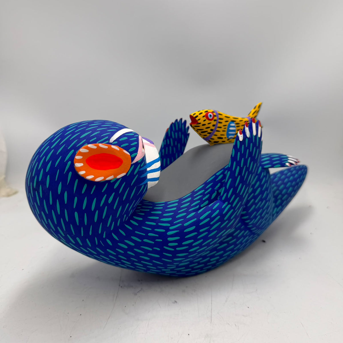 Oaxacan Wood Carving Hand Made, Otter with Baby By Armando Jimenez  PP9619